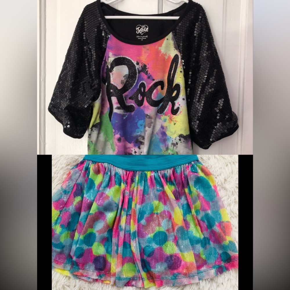Set- sequence girl skirt and sequins top